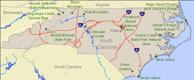 North Carolina state map