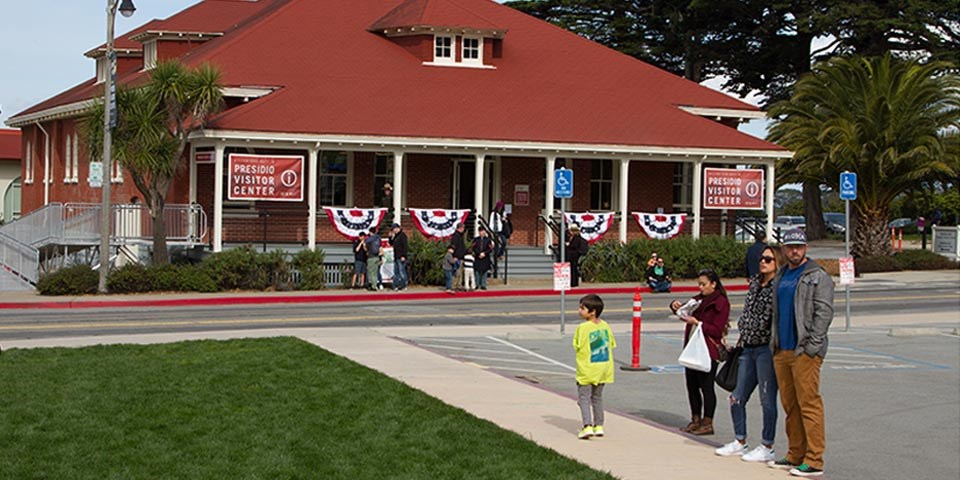 An outside view of the brand new Presidio visitor center