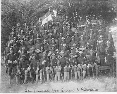 The members of the 9th Cavalry gathered for this photograph in San Francisco
