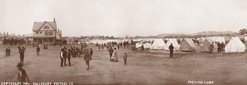 Refugee tent camp on the Presidio