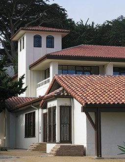 Mission Revival style tower on the Officers' Club