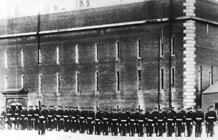 Troops on review at Fort Point.