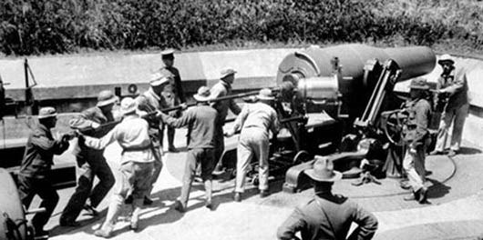 Loading a 12-inch mortar