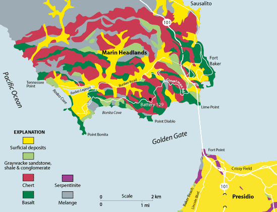 Geologic Map of Presisio and Marin Headlands