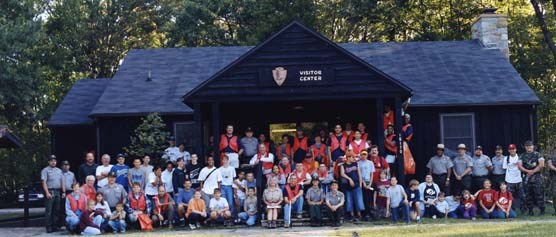 volunteer group at visitor center