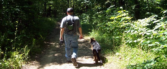 Man walking with dog.