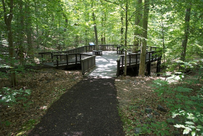 Trail made out of recycled rubber tires.