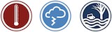 temperature, storms, and flooding icons