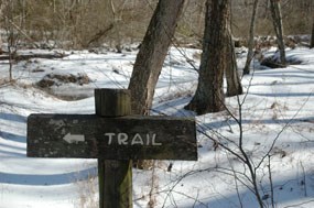 Trail sign in from of Quantico Creek
