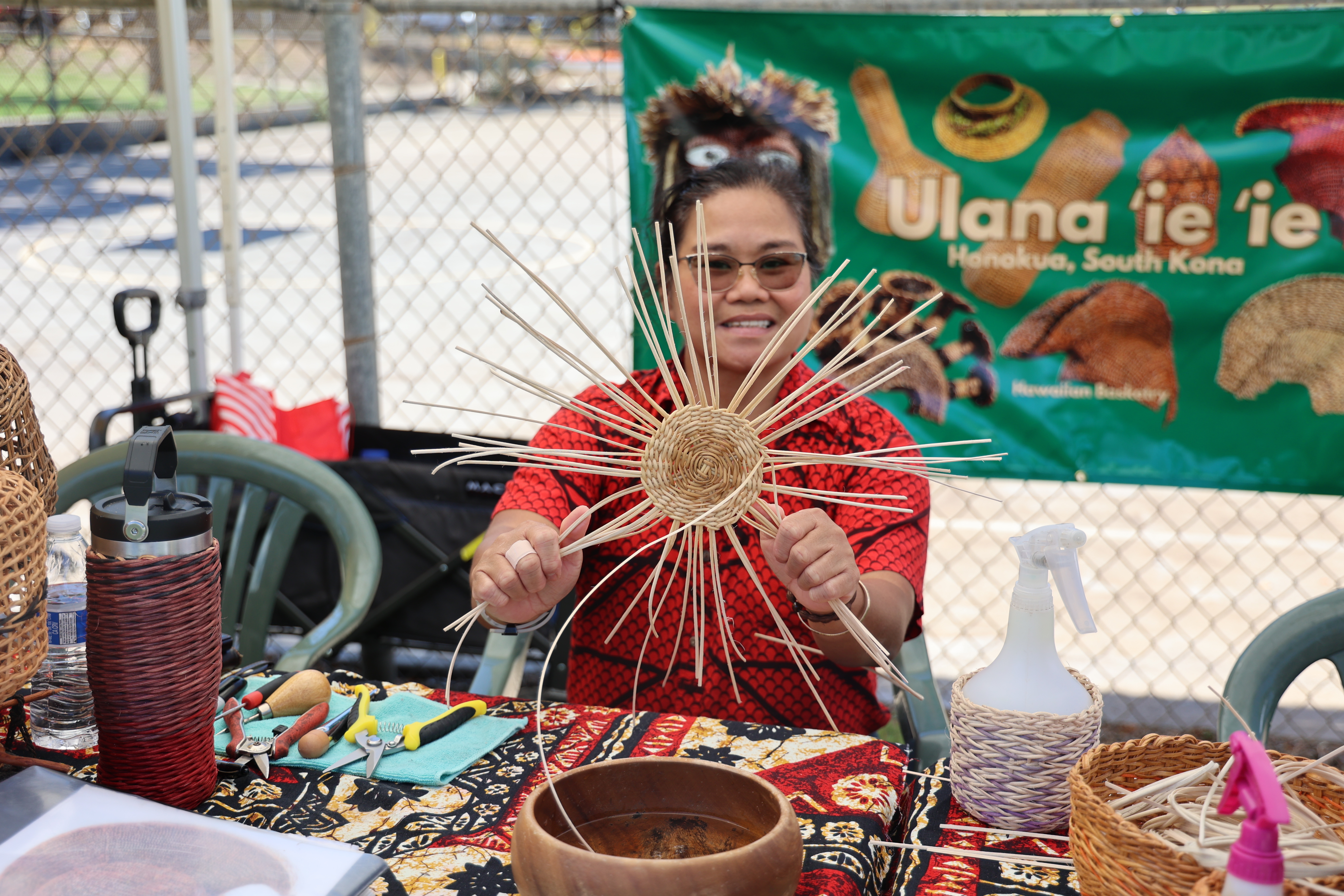 Woman holding woven basket (in-progress)