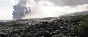 Lava entering the ocean from Kilauea.