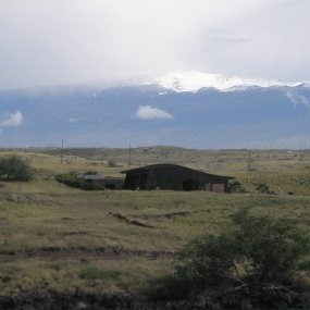 Visitor Center with Mauna Kea with winter snow. Visitor Center with Mauna Kea with winter snow.