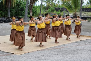 Group of hula dancers in Royal Grounds