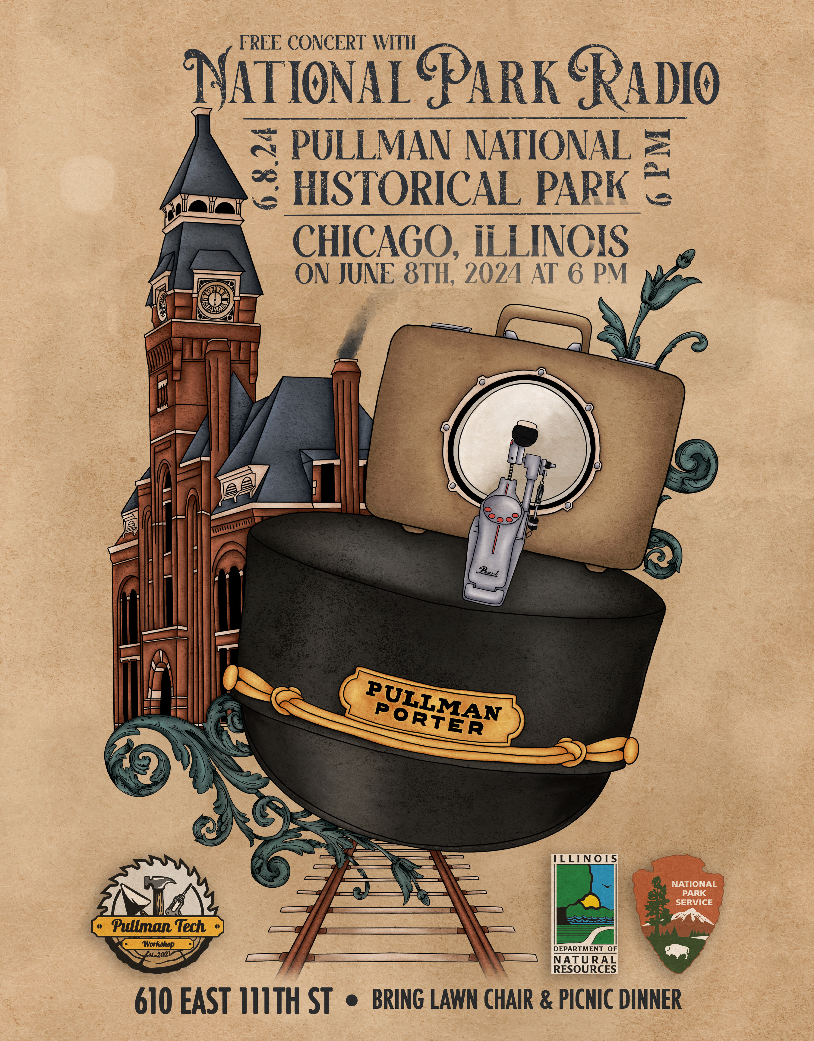NPRpullmanposter Poster for the National Park Radio concert at June 8th