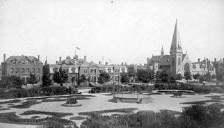 View of Arcade park with Greenstone church in the background View of Arcade park with Greenstone church in the background