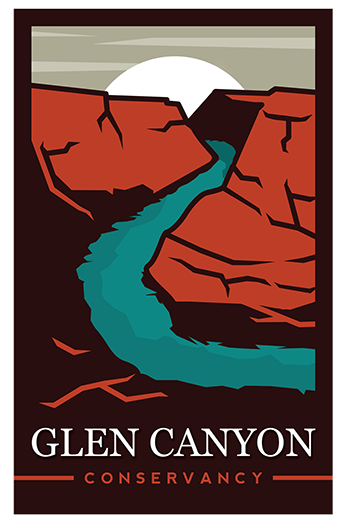 Glen Canyon Conservancy logo featuring illustration of turquoise river flowing through canyon