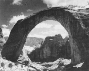 Black & white photo of Rainbow Bridge
