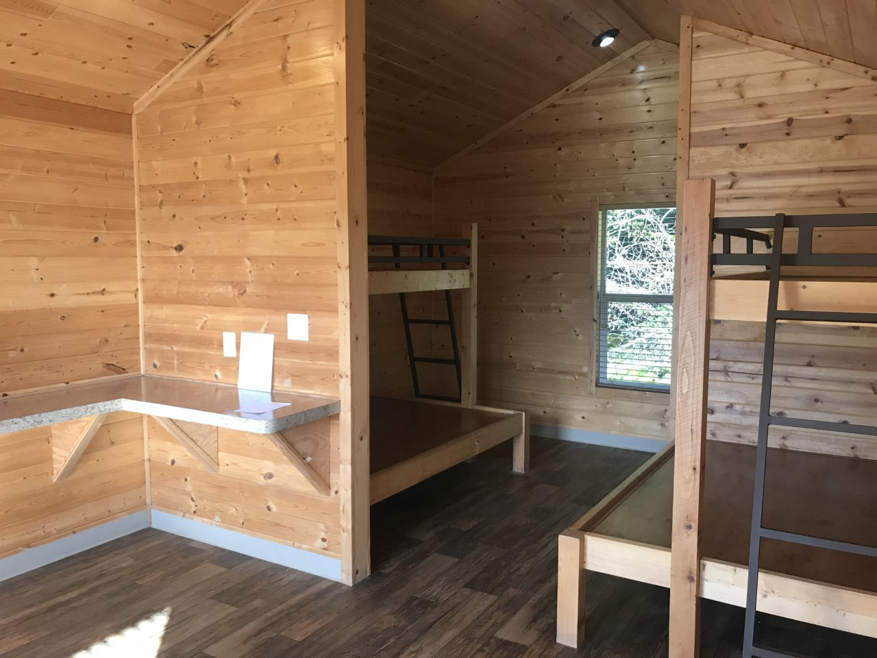 Interior view of wooded cabin