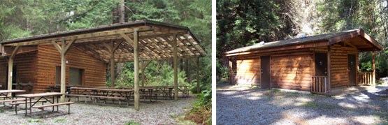 Left Image: HHOS eating area.  Right Image: Bathrooms
