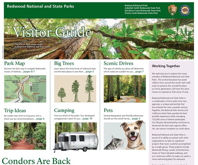 front page of a visitor guide with info and images