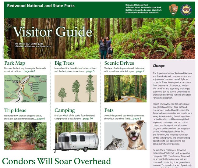 Front page of the visitor guide. Text is too small to read.