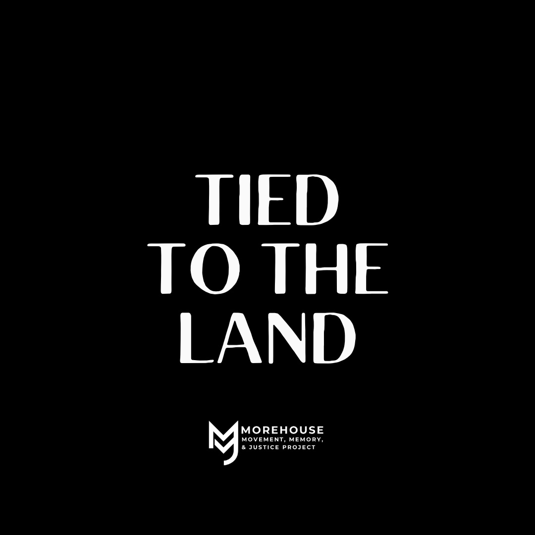 A black banner that says Tied to the Land