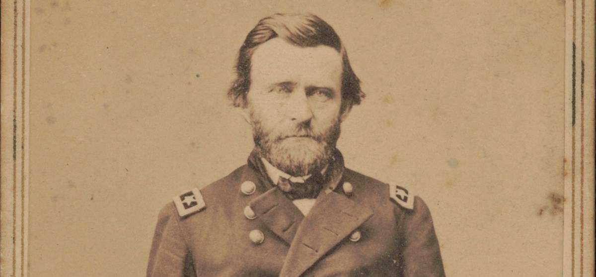 a black and white photograph of Civil War general Ulysses Grant.