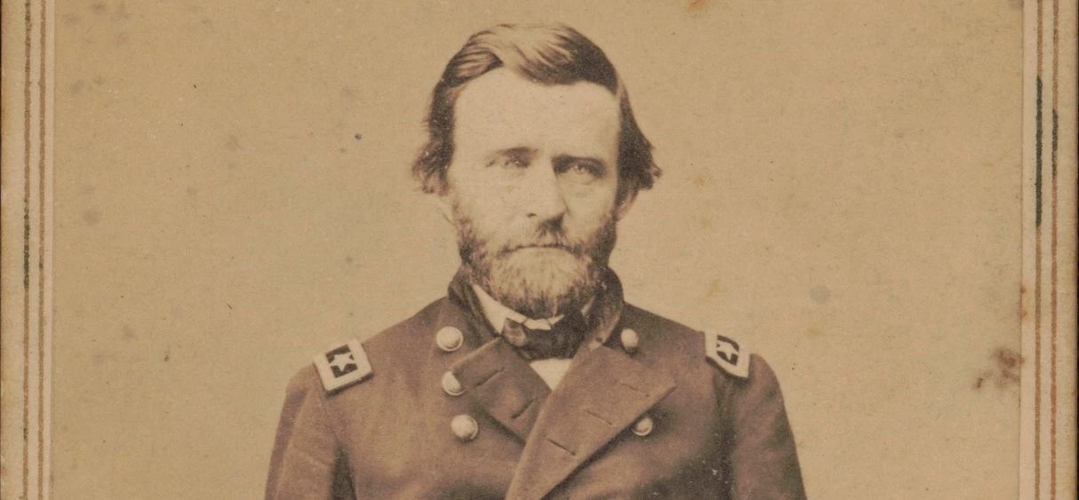 Ulysses Grant by Matthew Brady a black and white photograph of Civil War general Ulysses Grant.