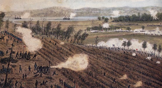 Watercolor painting of battle of Malvern Hill