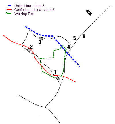 Map of existing Cold Harbor battlefield, NPS site.
