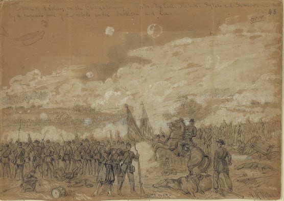 Drawing of Gaines Mill battle