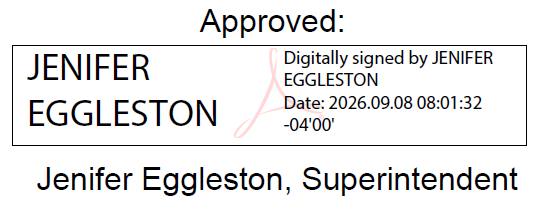 Digital Signature of Park Superintendent Jenifer Eggleston for Compendium
