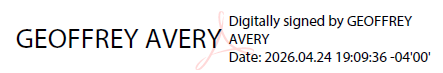 Geoffrey Avery, Superintendent digital signature