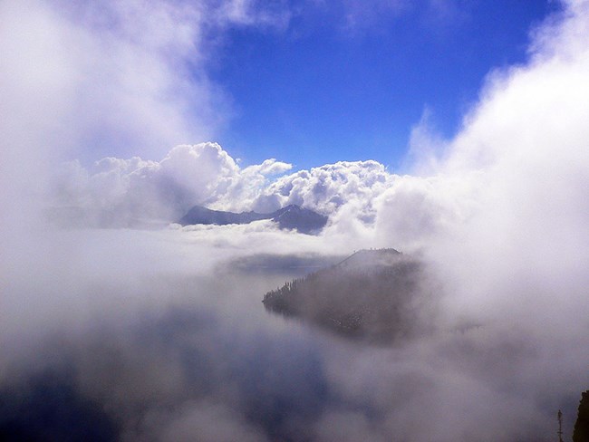 Crater Lake shrouded in clouds Crater Lake shrouded in clouds