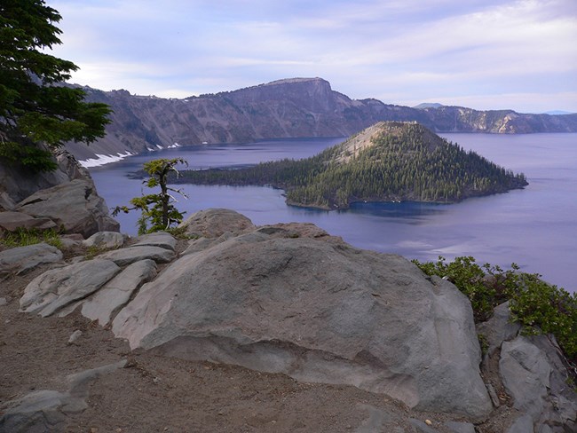 Wizard Island as seen from the Discovery Point Trail