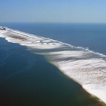 Sand Transport Aerial photo of a barrier island.