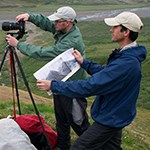 Two men work to repeat historic photographs Two men work to repeat historic photographs