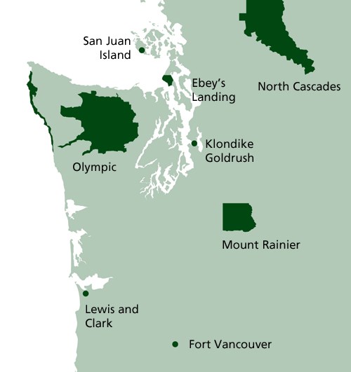 Research Learning Center Map Map of North Coast and Cascades Research Learning Center Parks