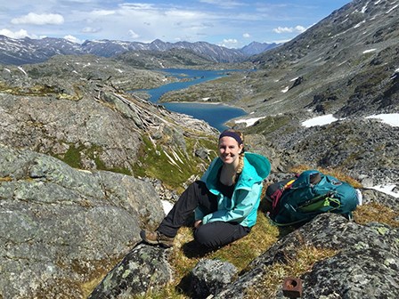 Sarah Muether Sarah Muether on a hike in Klondike Gold Rush NHP.