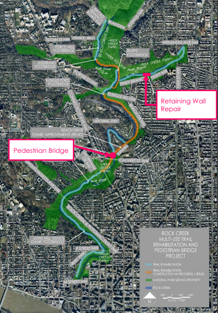 Phases of work and project highlights on Rock Creek Park Map