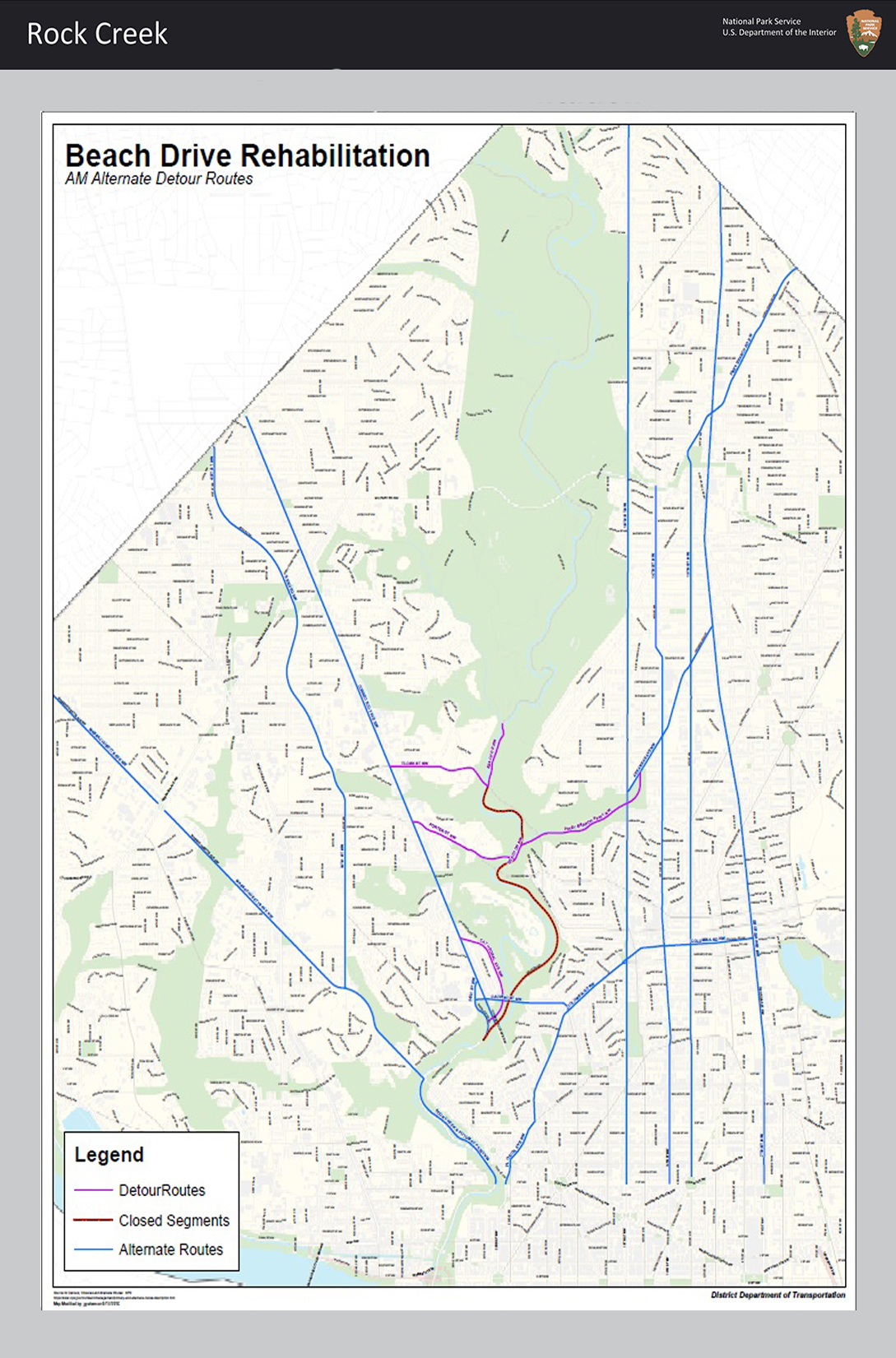 Map of Beach Drive AM Alternate Detour Routes Map of Beach Drive AM Alternate Detour Routes