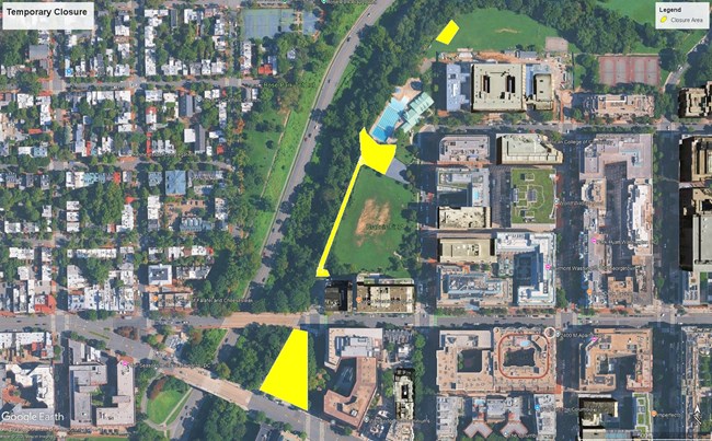 Closure map for staging areas as part of the Rock Creek Main Interceptor DC Water Repair Project