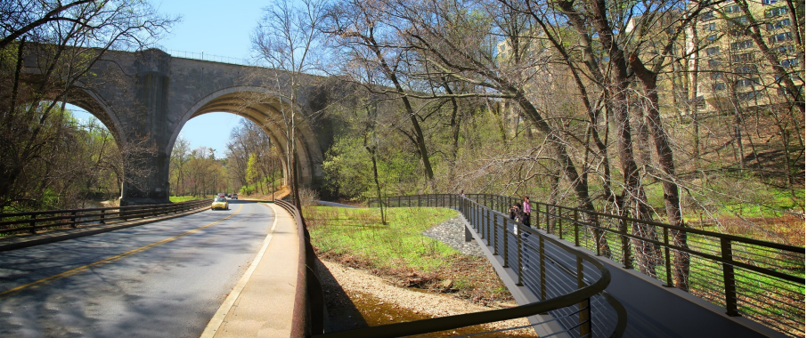 Computer generated image of new bridge that is planned to be installed near Zoo Tunnel in Rock Creek Park