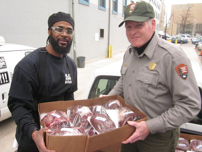 Adrian Gory, DC Central Kitchen Staffer and Ken Ferebee, Rock Creek Park's Natural Resources Management Specialist