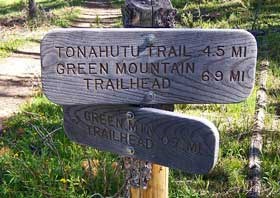 Wooden trail sign
