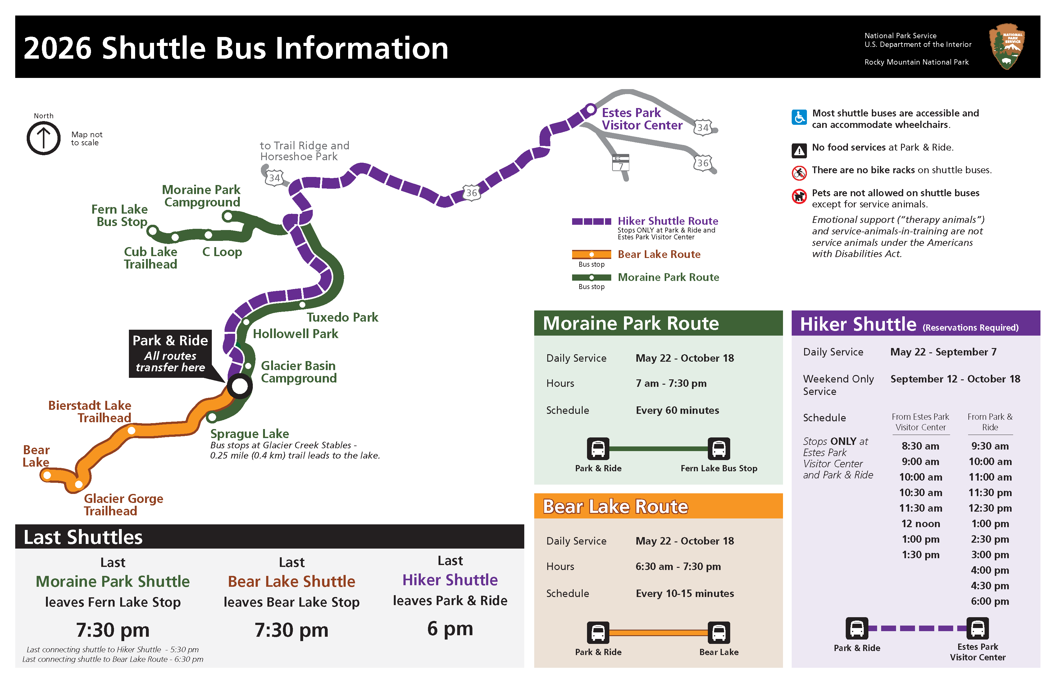 2026 RMNP Shuttle Schedule and Route Map