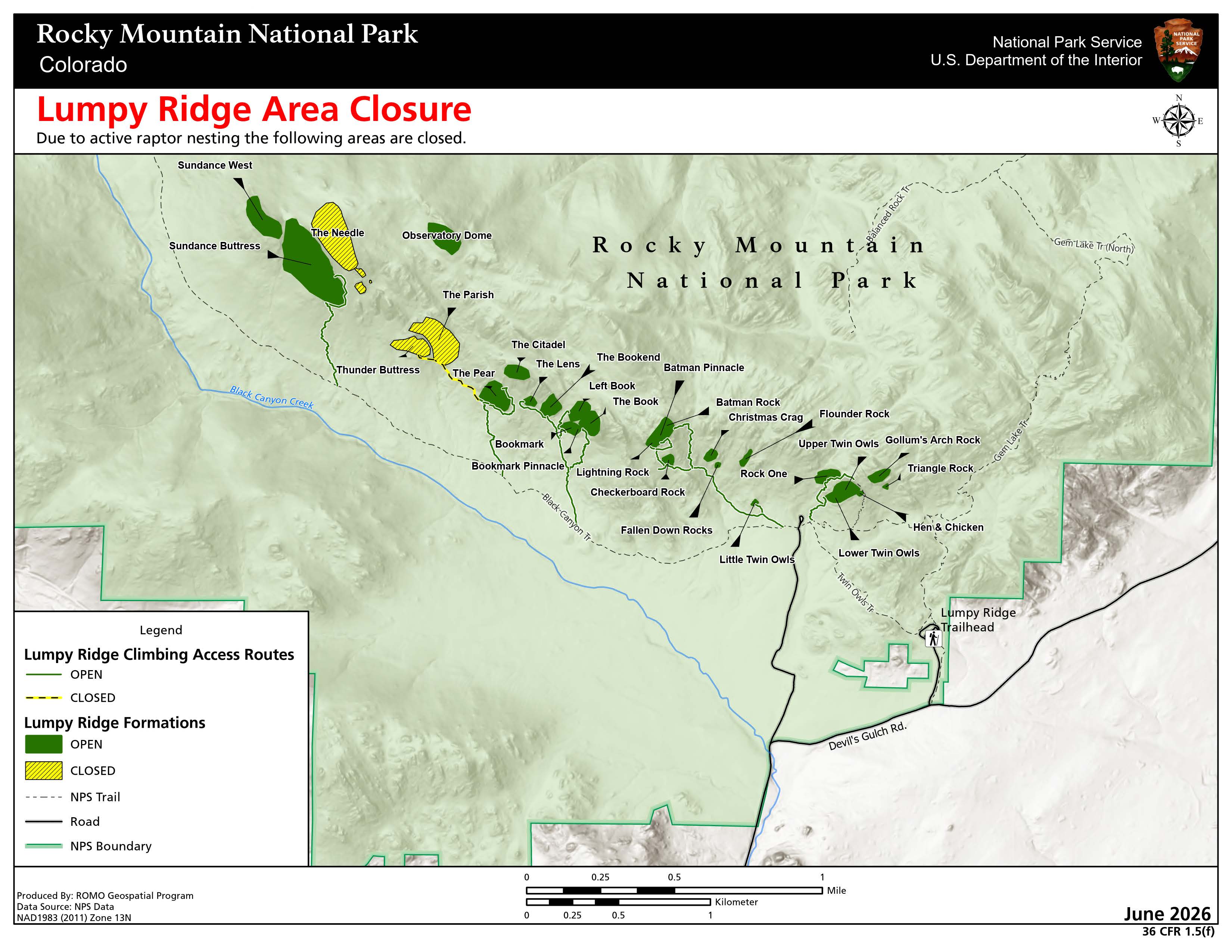 Lumpy Ridge Closure Map