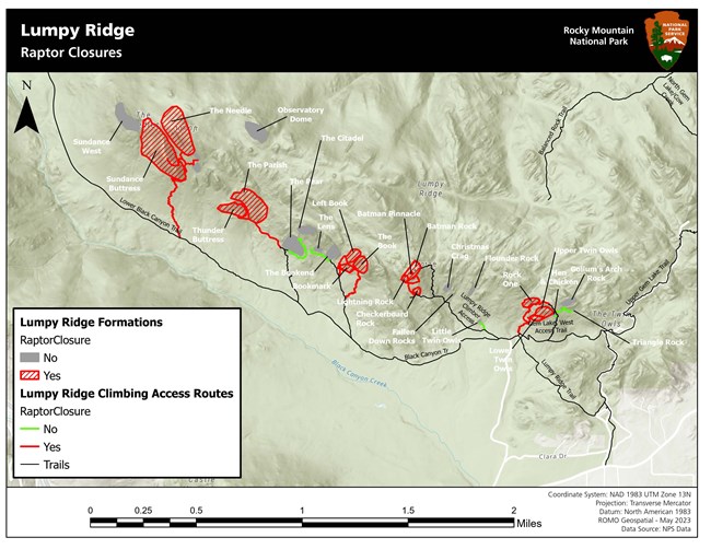Map of Lumpy Ridge Raptor Closures