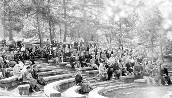 a photo of sunrise service at Moraine Amphitheater