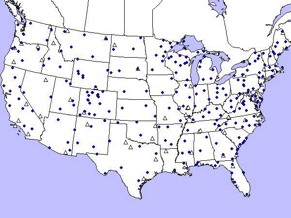 a map of the National Acid  Deposition Network